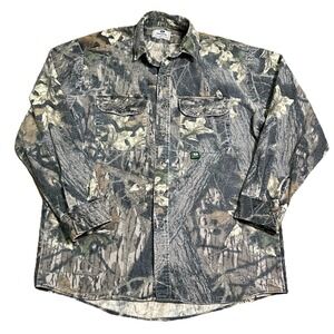 Vtg OG Mossy Oak Men Button Up Shirt L Camouflage Break-Up Hunting Made In USA